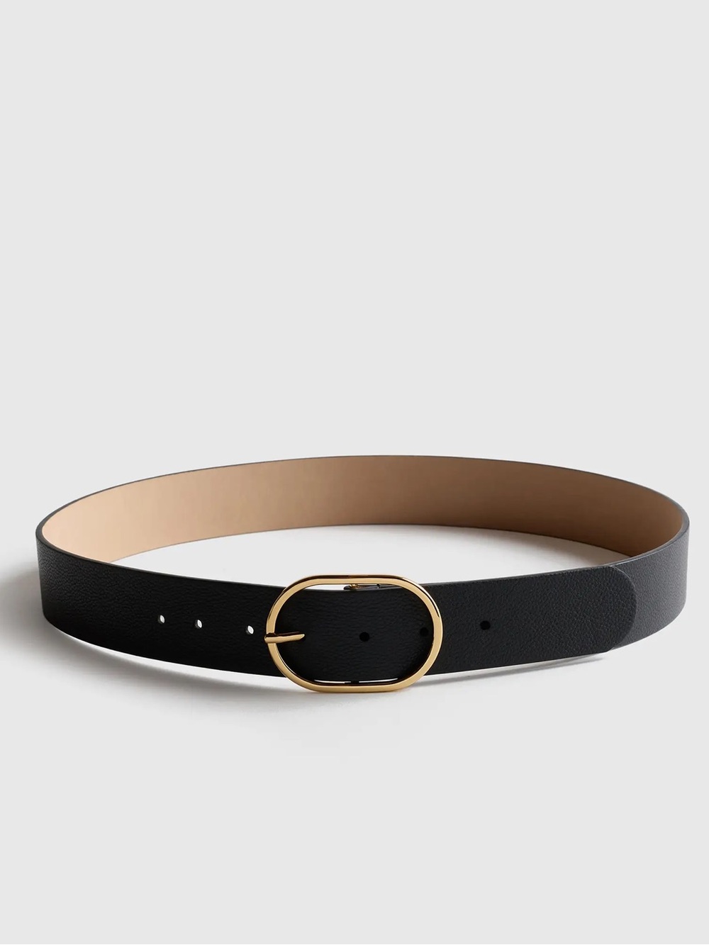 NWT Quince Cleo Oval European Black Leather Belt Size S